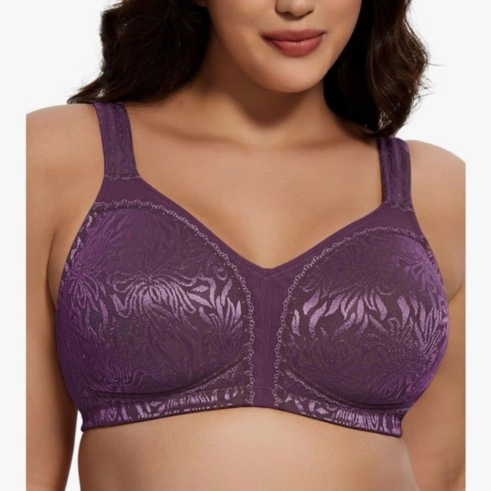 Purple Full Coverage Wire Free Minimizer Bra Size 36C NEW